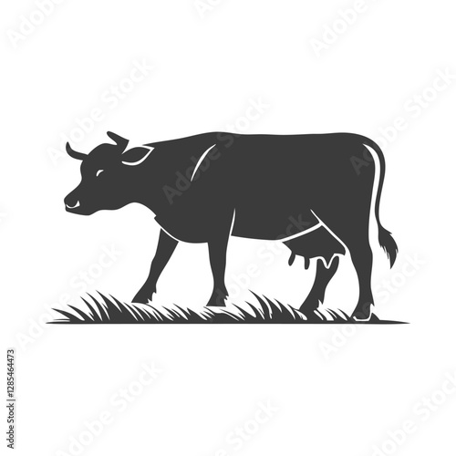 Silhouette of a Black Cow Standing Sideways