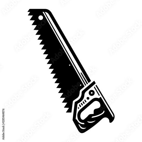 Simple Vector Icon of a Crosscut Saw – Logo Design Illustration
