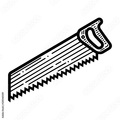 Simple Vector Icon of a Crosscut Saw – Logo Design Illustration