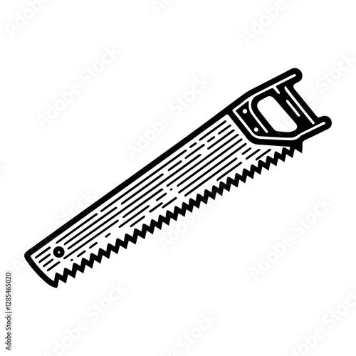 Simple Vector Icon of a Crosscut Saw – Logo Design Illustration