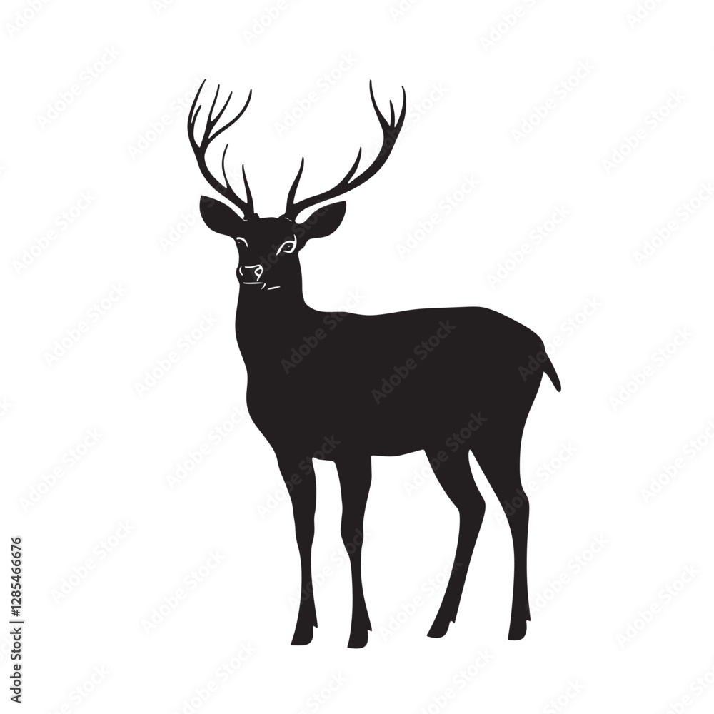 Fototapeta premium Deer Running Scene Captured in Silhouette