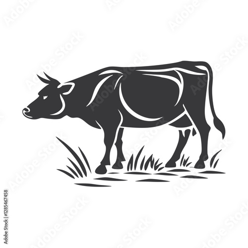 Silhouette of a Black Cow Standing Sideways