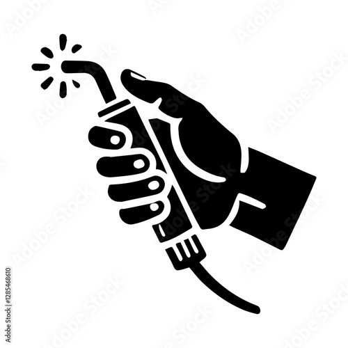 Simple Vector Icon of a Welder’s Hand with Torch – Logo Design Illustration