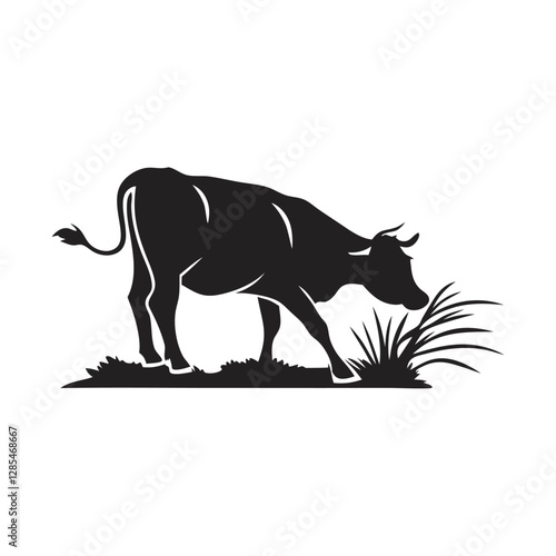 Silhouette of a Black Cow Standing Sideways