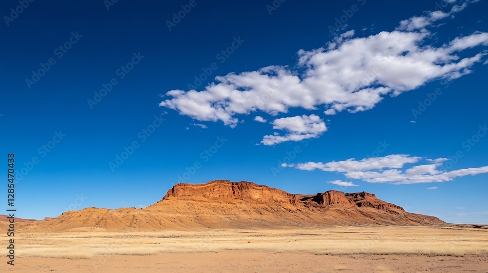 Stunning panoramic view of a red rock mesa against a clear blue sky in a desert landscape : Generative AI Stunning panoramic view of a red rock mesa against a clear blue sky in a desert landscape : Generative AI