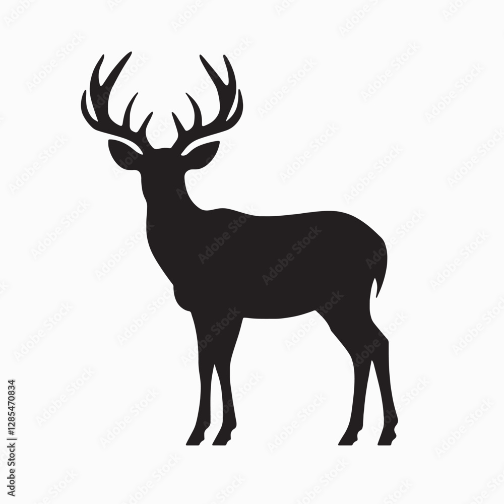 Fototapeta premium Majestic Deer Silhouette on White Background