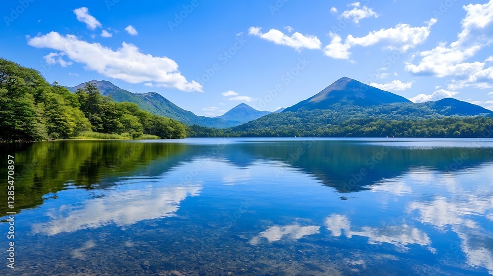 Beautiful Mountain Reflections in a Calm Lake Surrounded by Lush Green Forest : Generative AI Beautiful Mountain Reflections in a Calm Lake Surrounded by Lush Green Forest : Generative AI