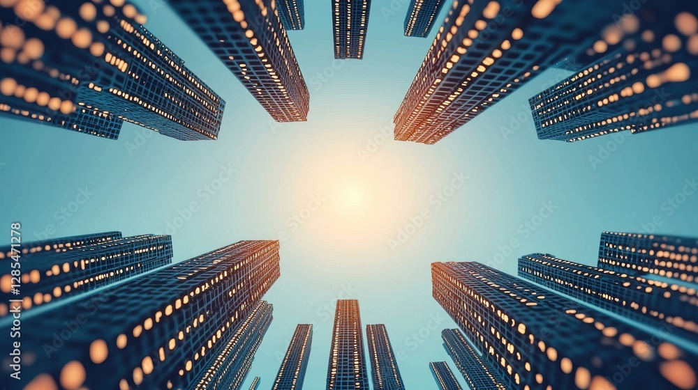 Φωτογραφία A futuristic cityscape with buildings formed by towering columns of binary code, illustrating the pervasive nature of digital information in modern society