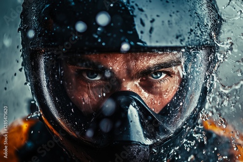 Extreme Athlete in the Heat of Action