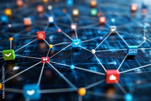 Colorful digital marketplace with abstract geometric blocks representing financial opportunity and growth