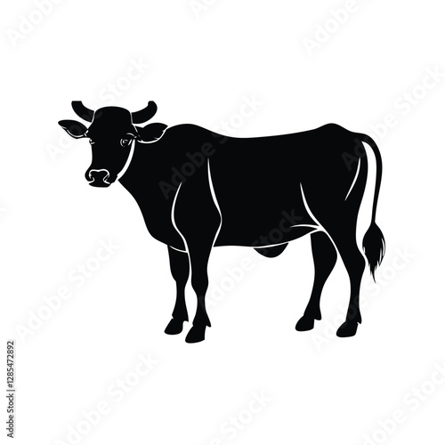 Silhouette of a Black Cow Standing Sideways