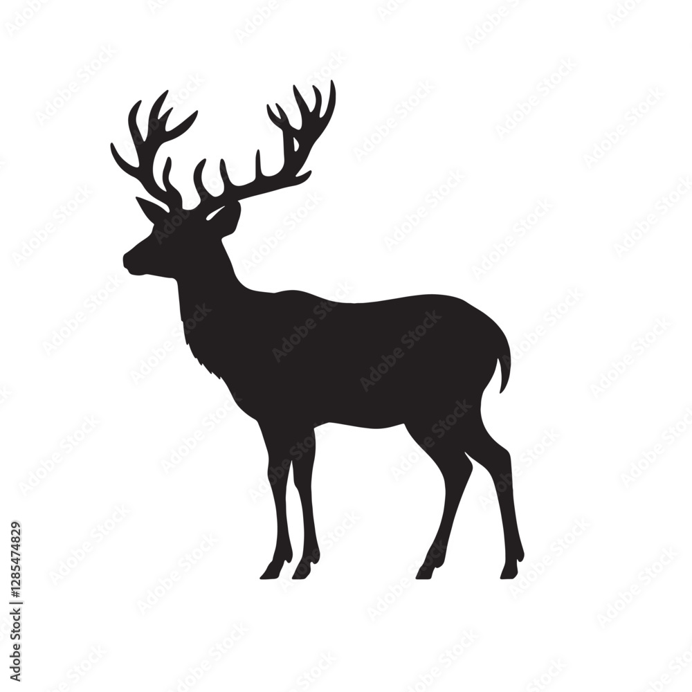 Fototapeta premium Majestic Deer Silhouette on White Background