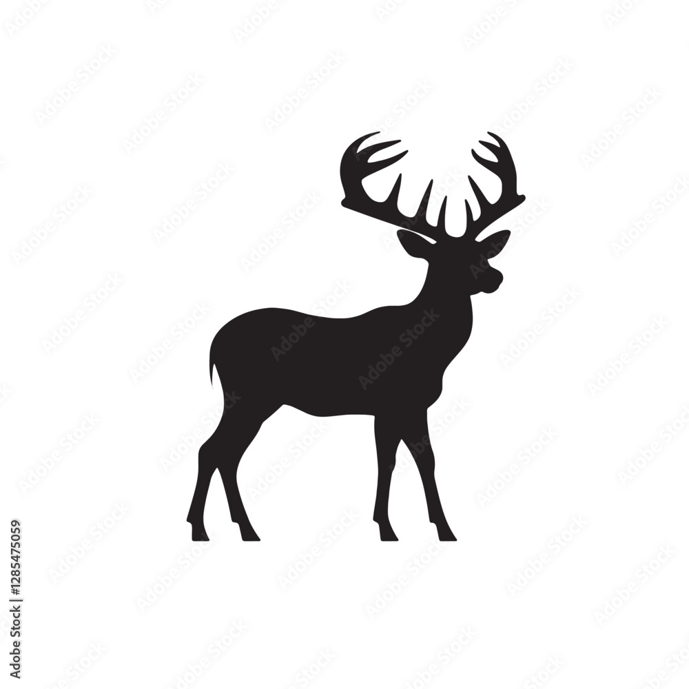 Obraz premium Majestic Deer Silhouette on White Background