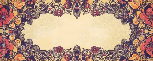Floral ornamental frame on a tan background with blank space