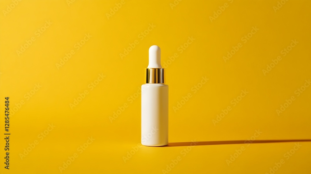 White Pump Bottle Mockup on Yellow Background. Unlabeled Cosmetic product White Pump Bottle Mockup on Yellow Background. Unlabeled Cosmetic product