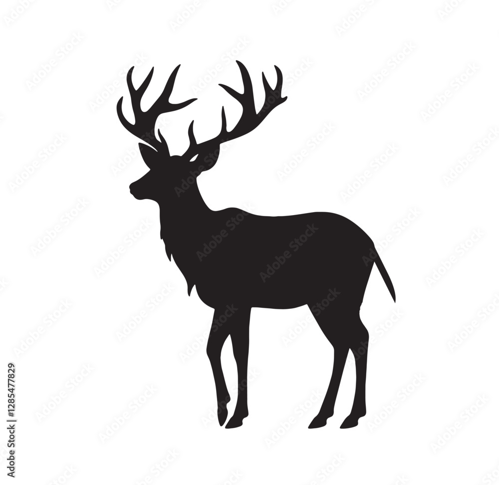 Fototapeta premium Majestic Deer Silhouette on White Background