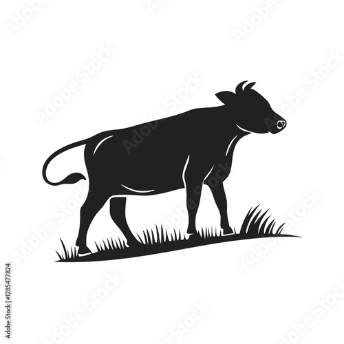 Silhouette of a Black Cow Standing Sideways