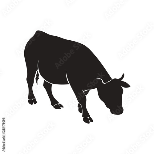 Silhouette of a Black Cow Standing Sideways