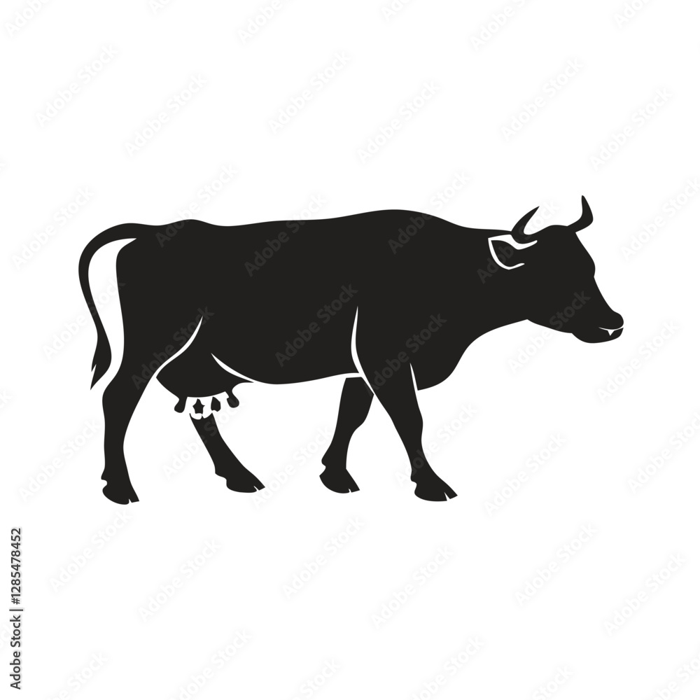 Silhouette of a Black Cow Standing Sideways Silhouette of a Black Cow Standing Sideways