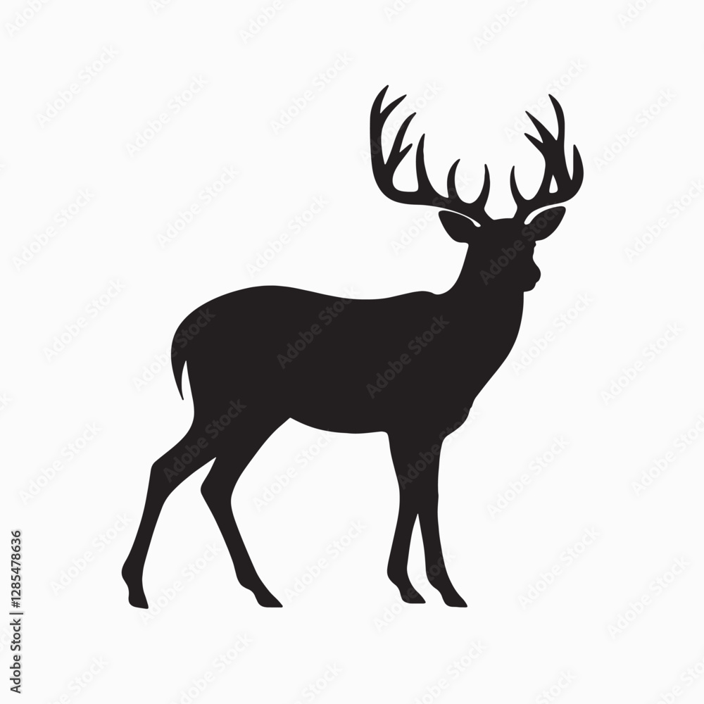 Fototapeta premium Majestic Deer Silhouette on White Background