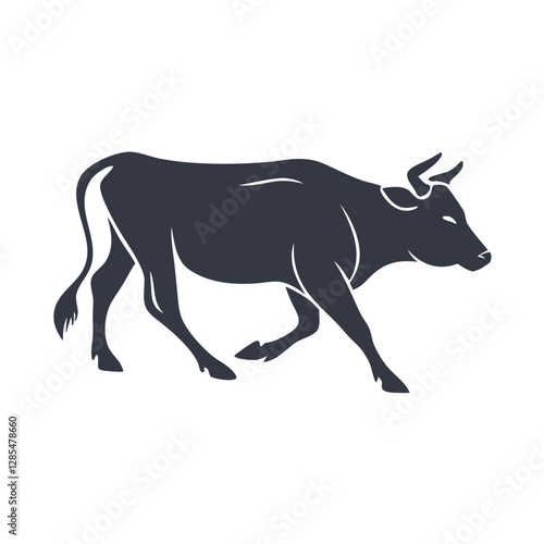 Silhouette of a Black Cow Standing Sideways