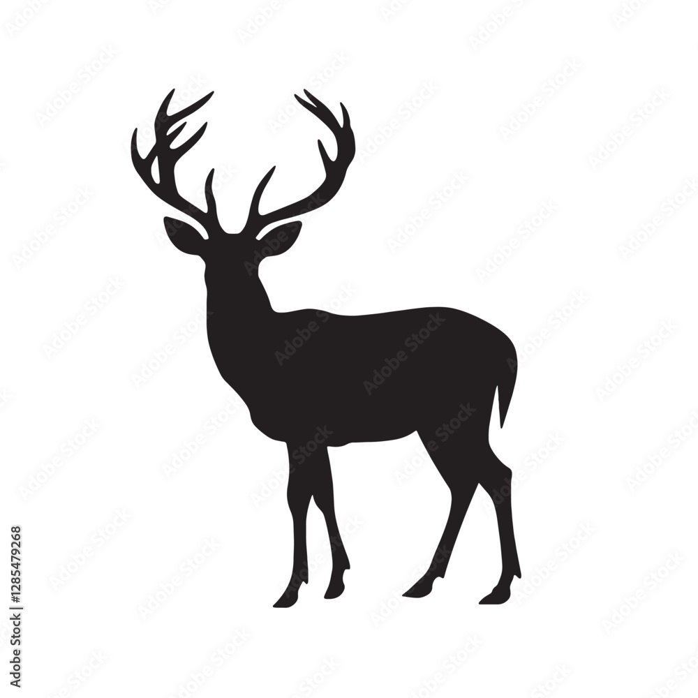 Fototapeta premium Majestic Deer Silhouette on White Background