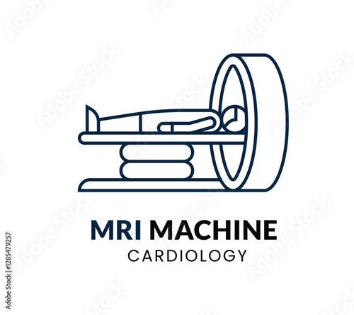 MRI Machine line Icon Set . Cardiology . Vector Illustration