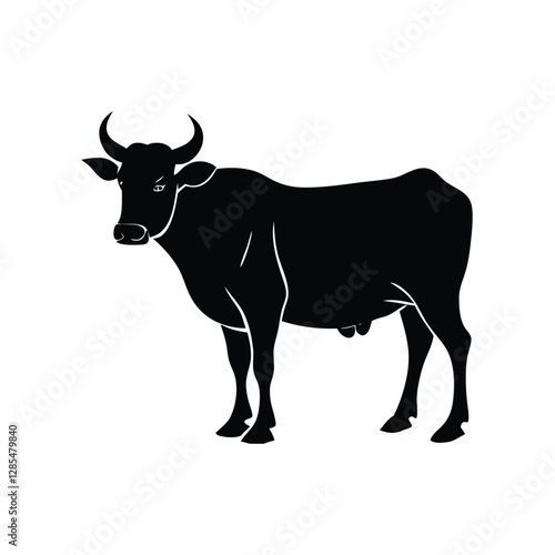 Silhouette of a Black Cow Standing Sideways