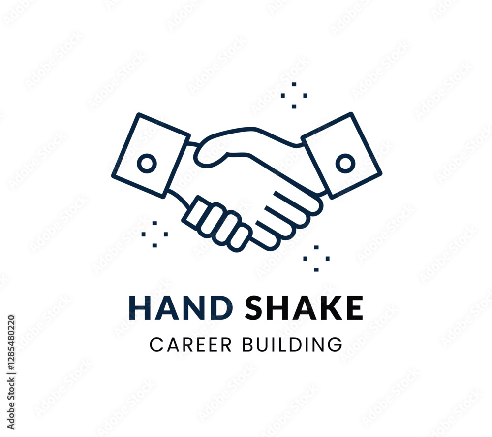 Hand Shake line Icon Set . Business, connection, communication, partnership  . Vector Illustration