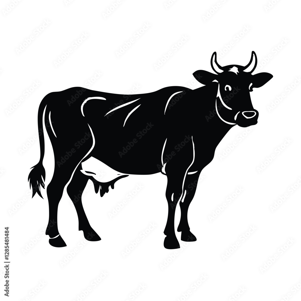Silhouette of a Black Cow Standing Sideways Silhouette of a Black Cow Standing Sideways