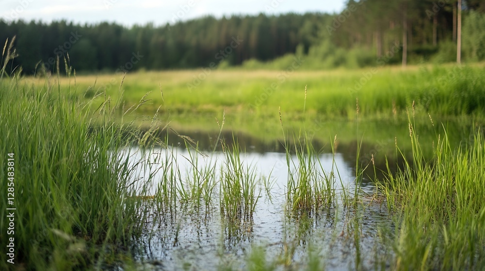 Serene Natural Landscape with Greenery and Reflective Water : Generative AI Serene Natural Landscape with Greenery and Reflective Water : Generative AI