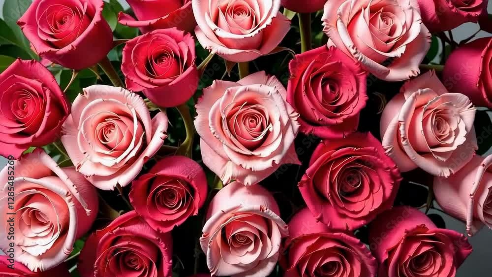 Vibrant roses seamlessly transition from blush to deep red for romantic background Vibrant roses seamlessly transition from blush to deep red for romantic background