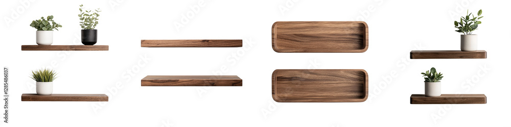 Wooden Wall Shelves with Potted Plants for Modern Minimalist and Rustic Home Decor Empty Shelves Arrangement for Displaying Decorative Items Plants and Storage Organization Wooden Wall Shelves with Potted Plants for Modern Minimalist and Rustic Home Decor Empty Shelves Arrangement for Displaying Decorative Items Plants and Storage Organization