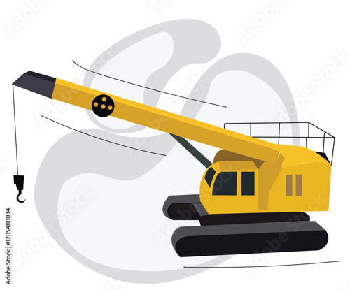 Building crane.Caterpillar Crane vector banner. City building concept in flat design. Construction machines