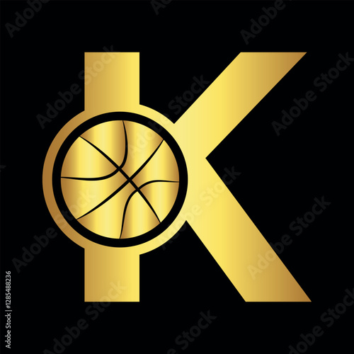 Basketball Logo combine with letter K vector template