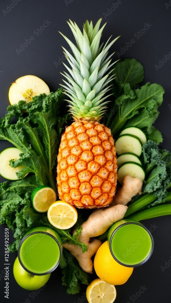 a collection of fruit and vegetables arranged a collection of fruit and vegetables arranged