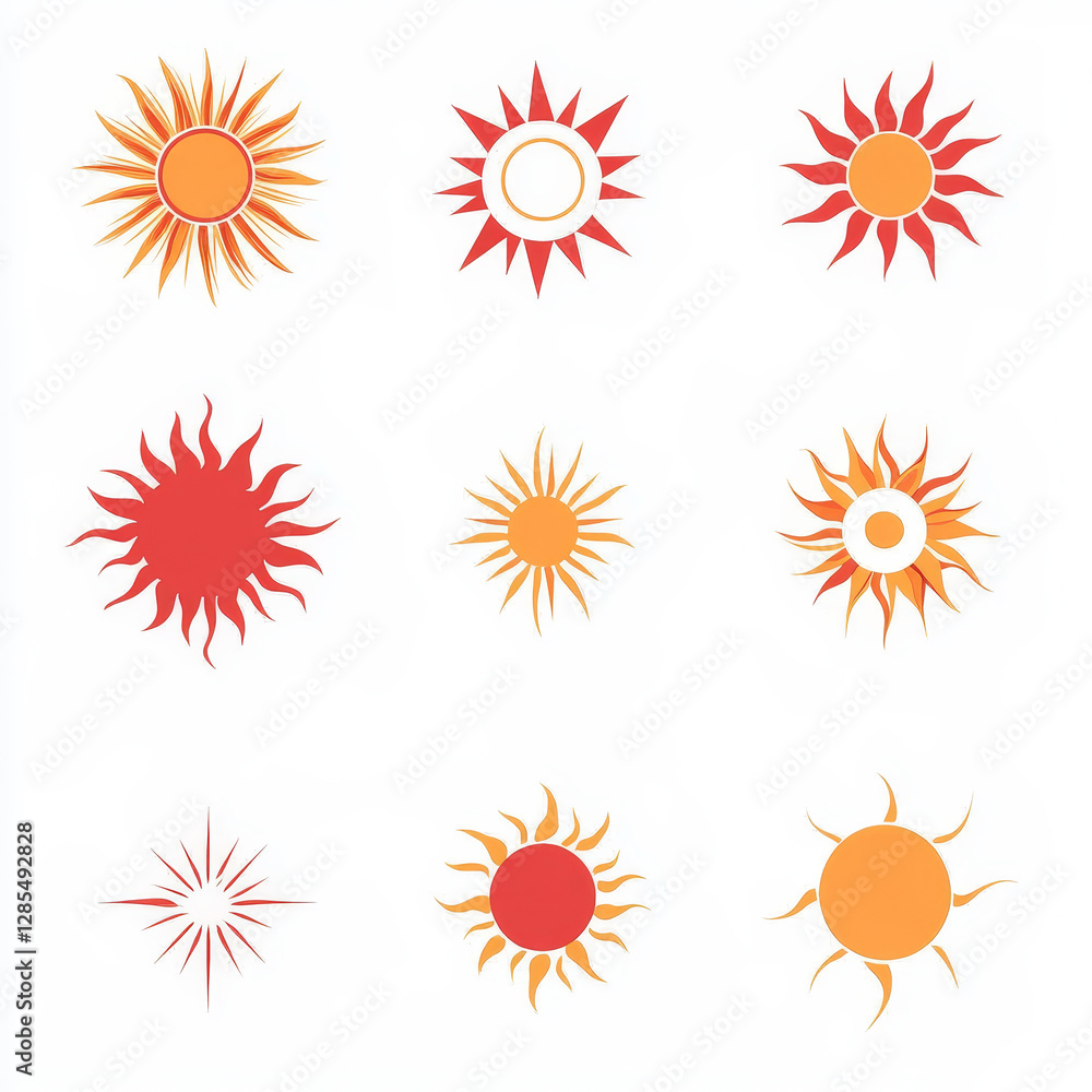 set of sun icons set of sun icons
