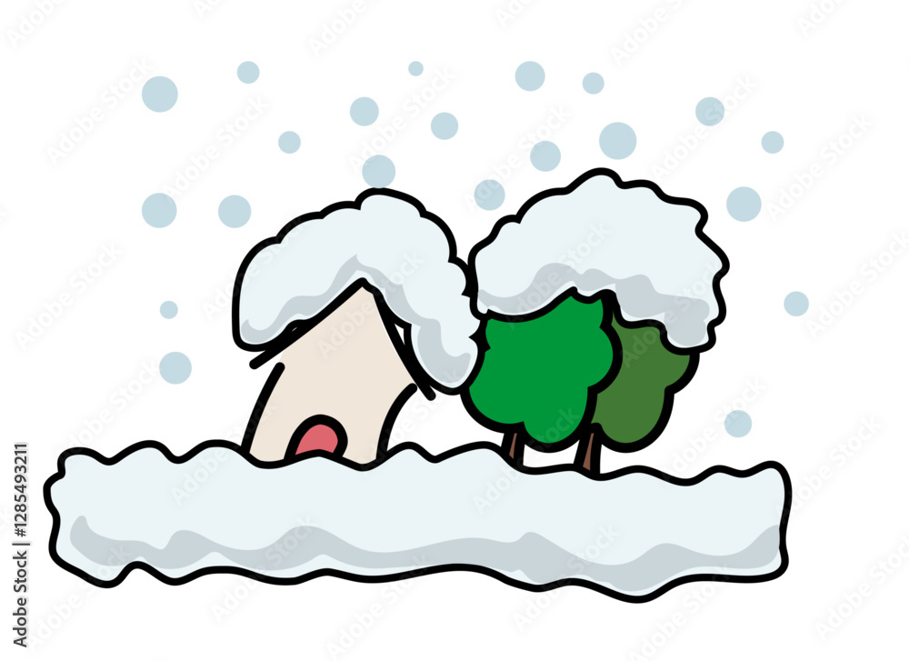 異常気象 豪雪のアイコンイラスト 異常気象 豪雪のアイコンイラスト