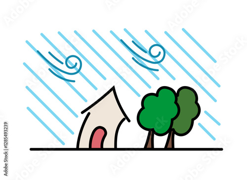 異常気象　嵐のアイコンイラスト