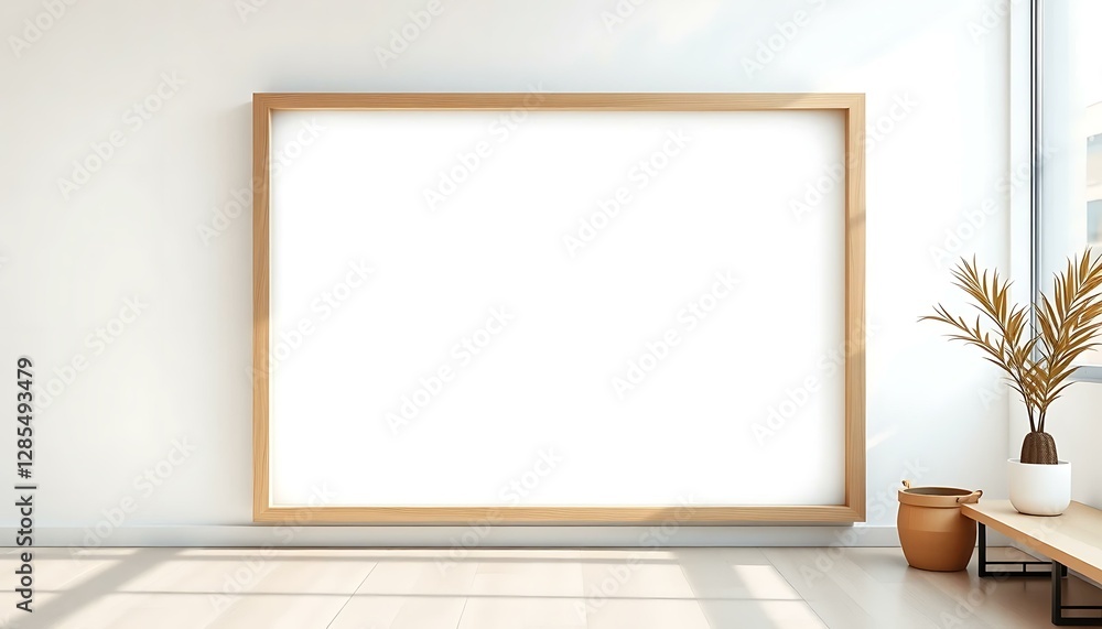 Large Blank Canvas Mockup: Modern Minimalist Home Decor Large Blank Canvas Mockup: Modern Minimalist Home Decor