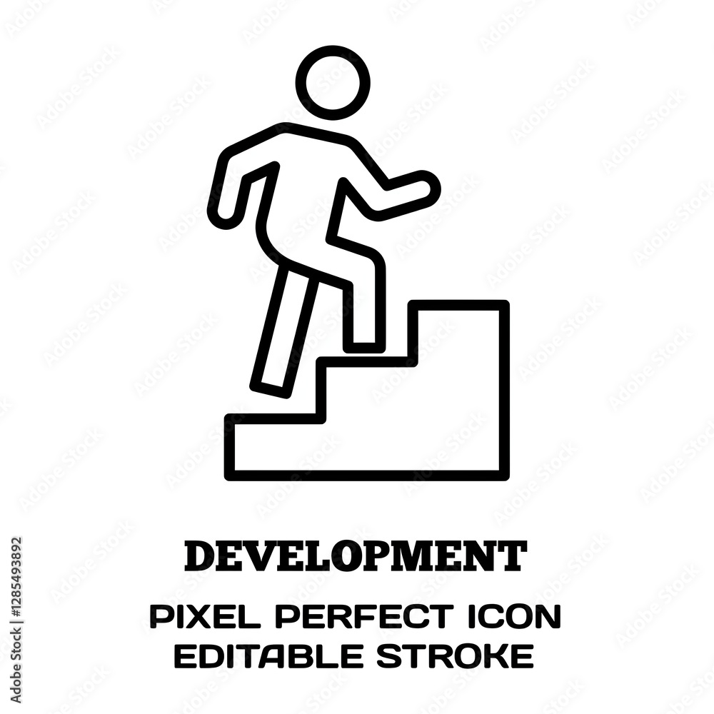 Development symbol, featuring an editable stroke outline icon isolated on white background flat vector illustration. Pixel perfect Development symbol, featuring an editable stroke outline icon isolated on white background flat vector illustration. Pixel perfect