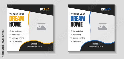 Construction Social Media post, Home improvement and repair construction social media post , Real estate social media post , construction social media post template design