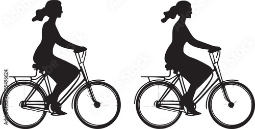Dynamic Cyclist Silhouettes Vector Set photo