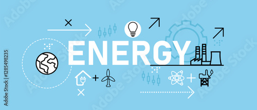 Energy conceptual eco-friendly alternative resource wind plant leaf resource oil gas fuel fossil industrial supply electricity battery power environment management factory industry engineering icon