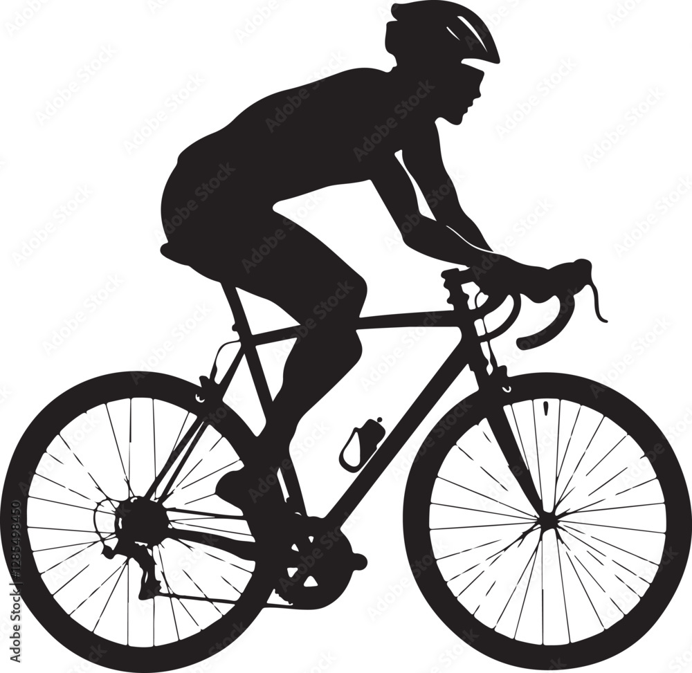 Obraz premium Dynamic Cyclist Silhouettes Vector Set