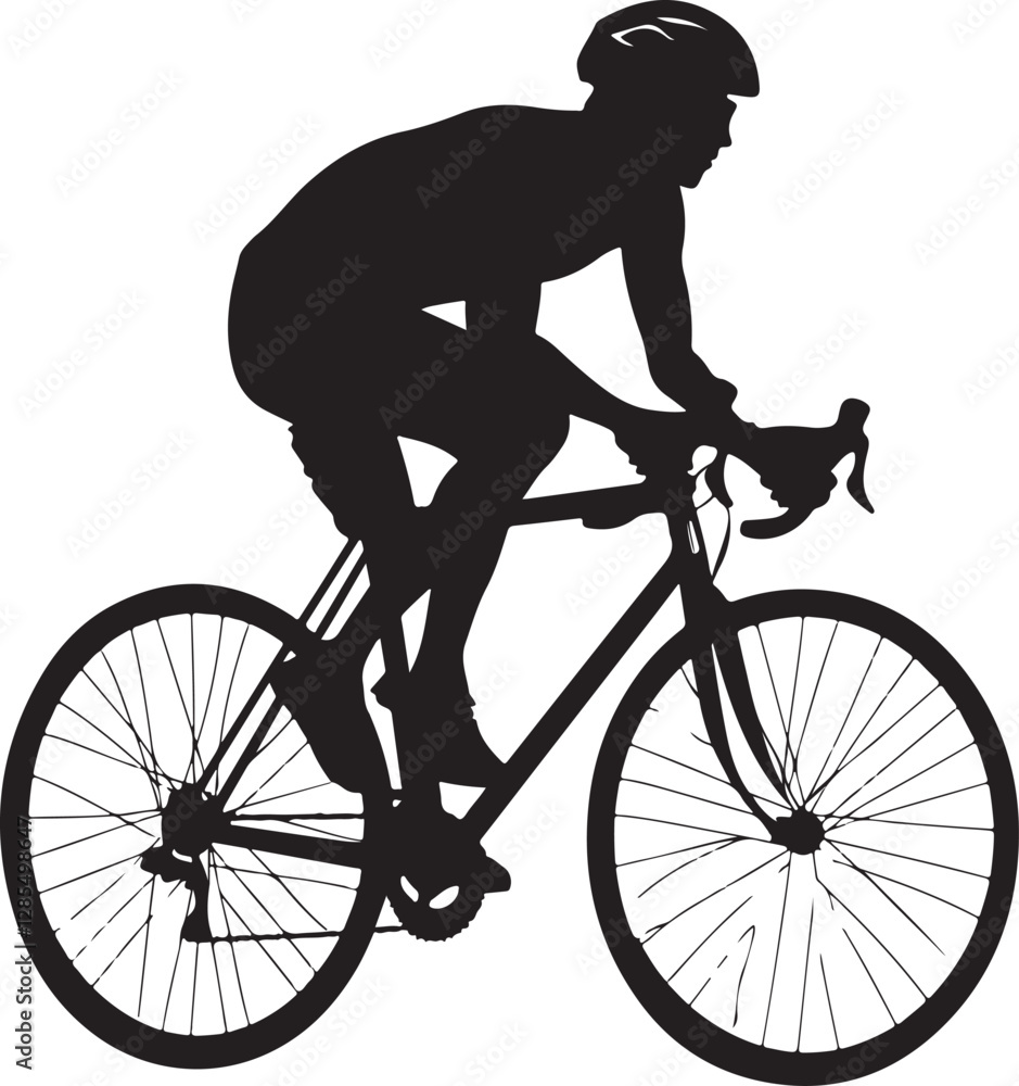 Dynamic Cyclist Silhouettes Vector Set
