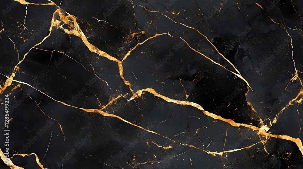 Black and gold marble seamless texture background, with golden veins Black and gold marble seamless texture background, with golden veins
