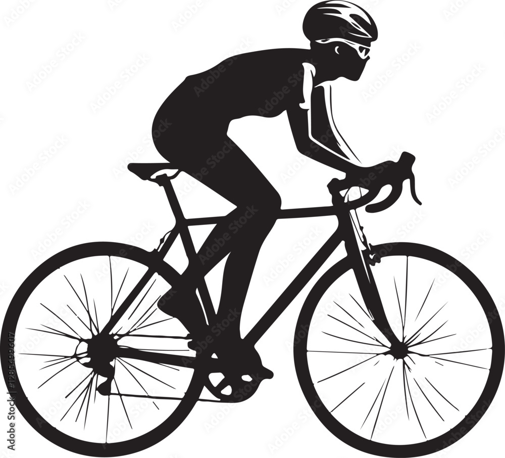 Obraz premium Dynamic Cyclist Silhouettes Vector Set