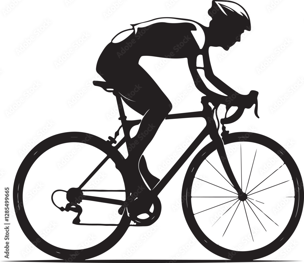 Obraz premium Dynamic Cyclist Silhouettes Vector Set