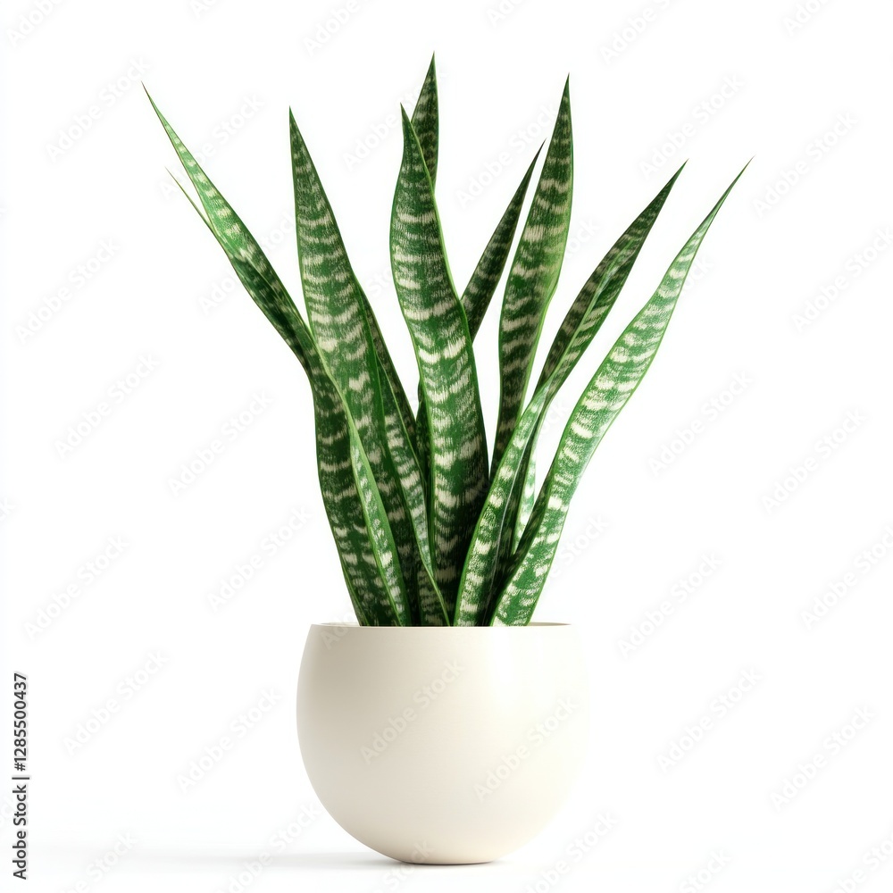 Snake Plant in White Pot - Studio Shot Snake Plant in White Pot - Studio Shot